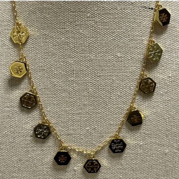 Tory Bruch hexagon charm necklace - Picture 9 of 11